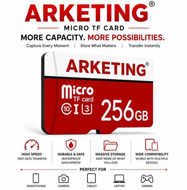ARKETING 256Z 256 W 256 GB Extreme Pro SDHC Class 10 120 MB/s  Memory Card Compatible with Camera, Computer, Gaming Console, Mobile, Tablet