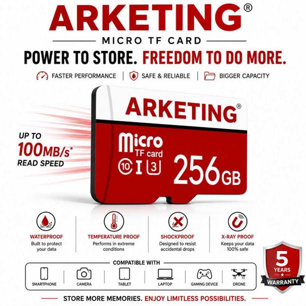 ARKETING 256 TF 256 W 256 GB Extreme Pro SDHC Class 10 120 MB/s  Memory Card Compatible with Camera, Computer, Gaming Console, Mobile, Tablet