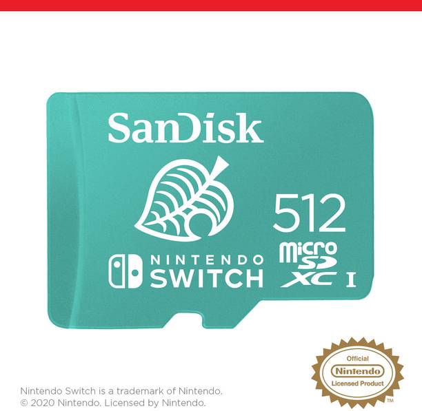 SanDisk SDSQXAO-512G-GNCZN Nintendo 512 GB MicroSDHC Class 10 100 MB/s Memory Card Compatible with Gaming Console