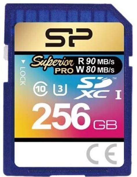 Silicon Power SP256GBSDXCU3V10 Superior Pro 256 GB SDXC UHS-I Card Class 10 90 MB/s  Memory Card Compatible with Camera