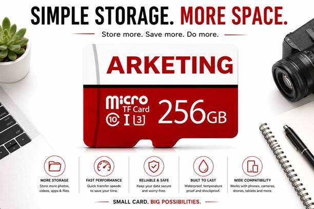 ARKETING SDSQPAS 256 256 GB 256 GB MicroSD Card Class 10 120 MB/s  Memory Card Compatible with Camera, Computer, Gaming Console, Mobile, Tablet