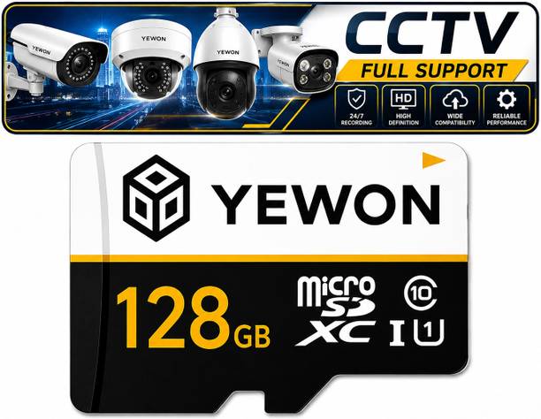 YEWON 128GB Memory Card Cctv Support A1 128 GB MicroSD Card Class 10 100 MB/s  Memory Card Compatible with Camera, Computer, Gaming Console, Mobile, Tablet