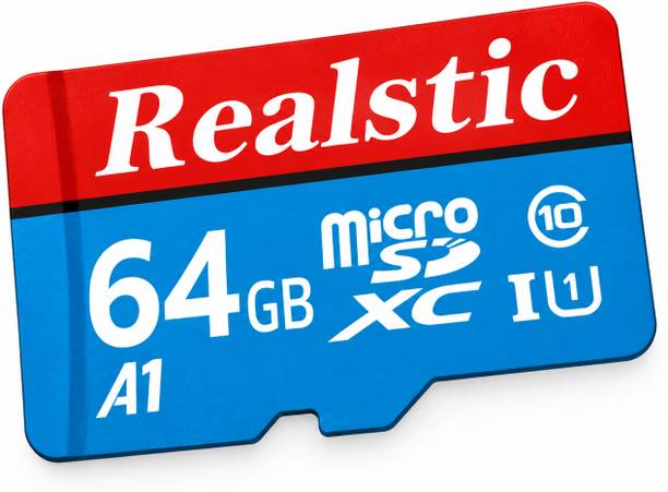 Realstic 64GB A1 MicroSD Memory Card A1 64 GB MicroSD Card Class 10 130 MB/s  Memory Card Compatible with Computer, Gaming Console, Mobile, Tablet, Camera