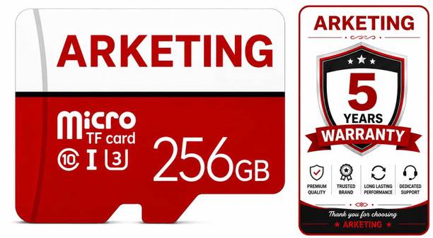 ARKETING ARK-C5P7-Z8H2 ARK-7X4M-K9Q2 256 GB MicroSD Card Class 10 120 MB/s Memory Card Compatible with Camera, Computer, Gaming Console, Mobile, Tablet