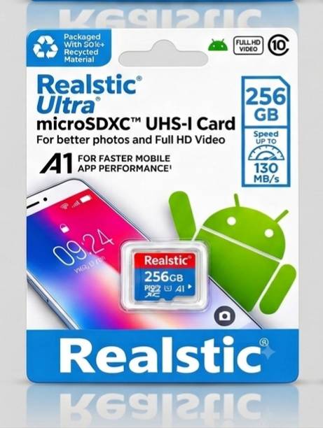 Realstic A1 256 GB MicroSD Card Class ppp10 130 MB/s Memory Card.. A1 256 GB MicroSD Card Class 10 130 MB/s Memory Card Compatible with Camera, Computer, Mobile, Tablet, Gaming Console