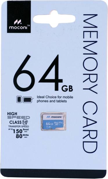MOCONI 64GB Memory Card U-3/A1/V30 64 GB MicroSD Card Class 10 90 MB/s Memory Card Compatible with Camera, Computer, Mobile, Tablet