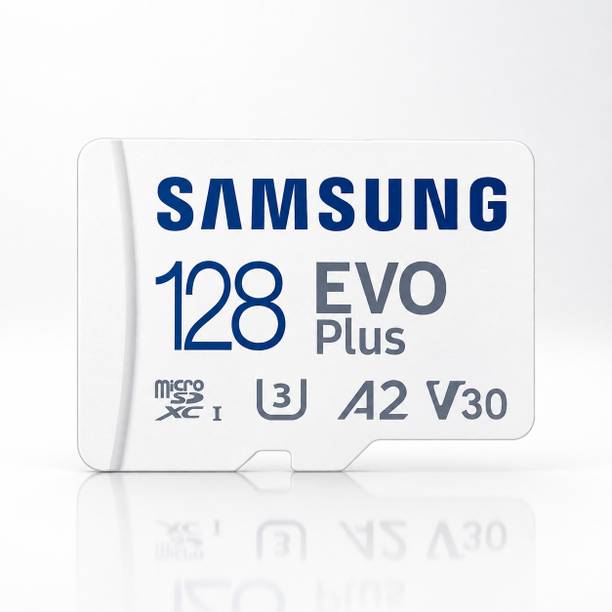 Simsung MB-MC128SA/IN EVO Plus 128GB microSDXC Class 10 160MB/s Memory Card with Adapter for Mobile, Camera, Tablet, Computer & Gaming Console Class 10 128 GB MicroSD Card Class 10 130 MB/s  Memory Card Compatible with Camera, Computer, Gaming Console, Mobile, Tablet