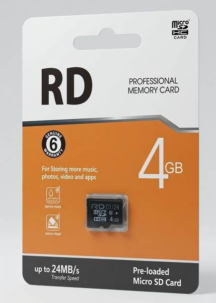 Memarycard RD-4 Professional Memory Card 4 GB MicroSD Card Class 10 24 MB/s Memory Card Compatible with Gaming Console, Computer, Tablet, Camera, Mobile