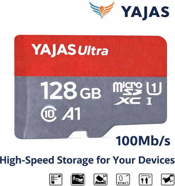 yajas ultra-San-disko 10 128 GB MicroSD Card Class 10 140 MB/s  Memory Card Compatible with Computer, Camera, Mobile