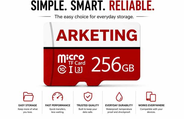 ARKETING VS- 256 256 GB 256 GB MicroSD Card Class 10 120 MB/s Memory Card Compatible with Camera, Computer, Gaming Console, Mobile, Tablet