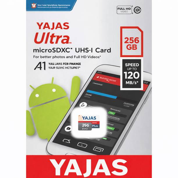 yajas 256GB MEMORY CARD 10 256 GB MicroSD Card Class 10 140 MB/s  Memory Card Compatible with Computer, Gaming Console, Mobile, Tablet