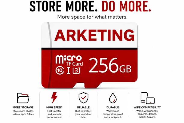 ARKETING VSDS- 256 256 GB 256 GB MicroSD Card Class 10 120 MB/s Memory Card Compatible with Camera, Computer, Gaming Console, Mobile, Tablet