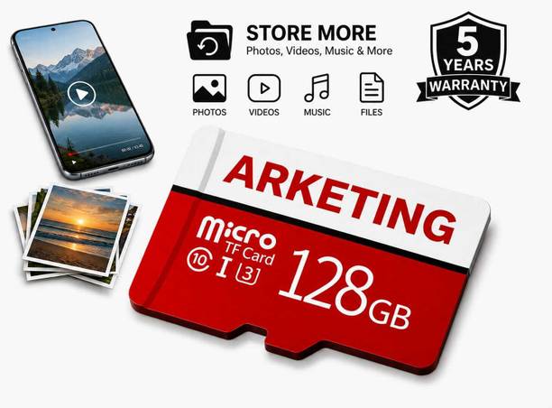 ARKETING 128 GB 128 GB 128 GB MicroSD Card Class 10 120 MB/s  Memory Card Compatible with Camera, Computer, Gaming Console, Mobile, Tablet