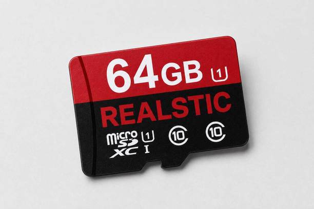 Realstic A1 64 GB MicroSD Card ClassMemory Card A1 64 GB MicroSD Card Class 10 50 MB/s  Memory Card Compatible with Camera, Computer, Mobile, Tablet, Gaming Console