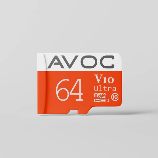 AVOC FLASH V10 Ultra V10 Ultra 64 GB MicroSD Card Class 10 90 MB/s Memory Card Compatible with Camera, Computer, Gaming Console, Mobile, Tablet