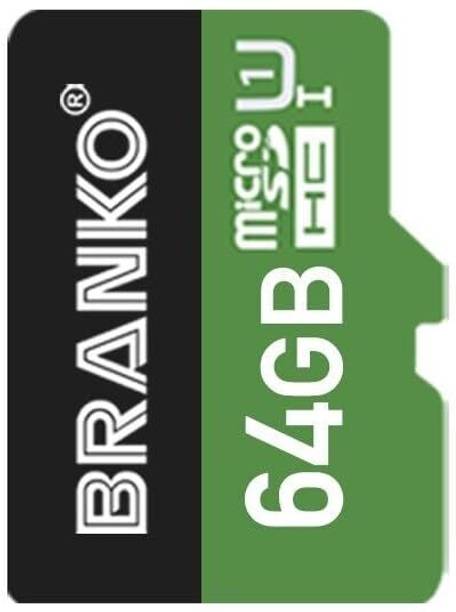 Branko SD-Card-10C Extreme Micro SD Card I Ultra Fast Speed I Highly Resistant I 64 GB MicroSDHC Class 10 90 MB/s  Memory Card Compatible with Mobile, Camera, Tablet