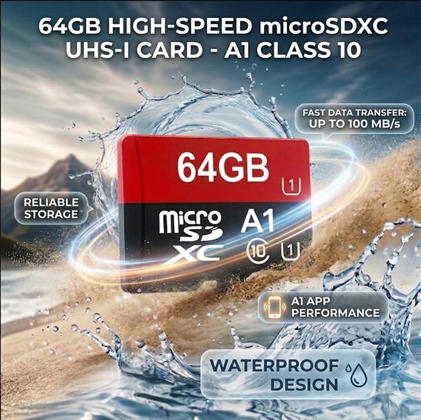 RP Smart Gadgets Memory Card 64GB | 64GB Memory Card | 64GB SD Card | Micro SD Card 64GB | 64 GB Memory Card | Camera Memory Card 64GB | 64GB SD Card for Mobile & Camera Ultra Pro 64 GB MicroSDHC Class 10 100 MB/s Memory Card Compatible with Mobile, Camera, Tablet, Computer