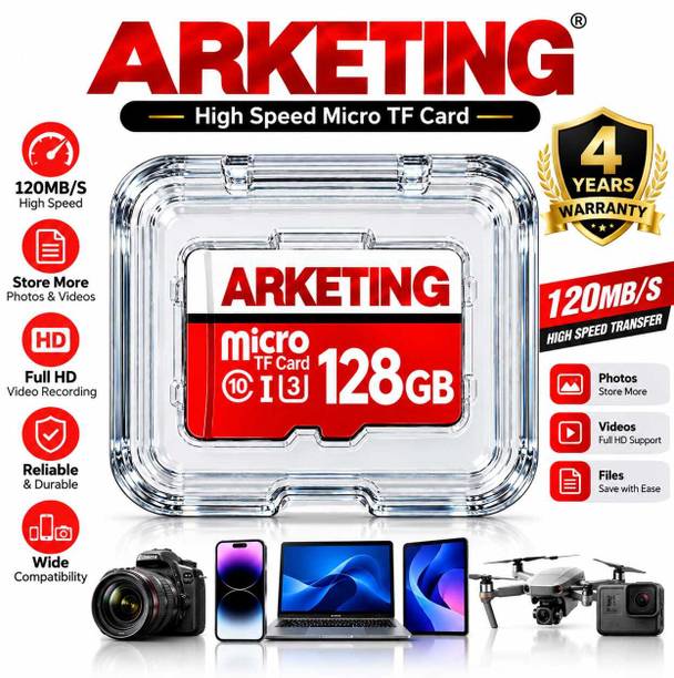 ARKETING ZNEW128 PREMIUM128 128 GB MicroSDHC Class 10 120 MB/s Memory Card Compatible with Camera, Computer, Gaming Console, Mobile, Tablet