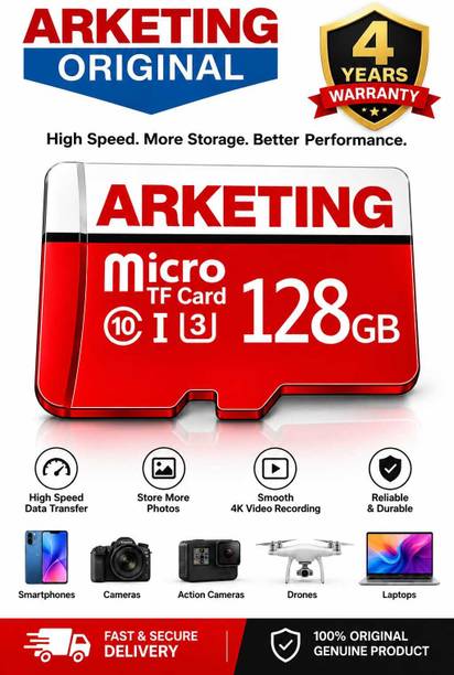 ARKETING ME128 ME128 128 GB MicroSDHC Class 10 120 MB/s  Memory Card Compatible with Camera, Computer, Gaming Console, Mobile, Tablet