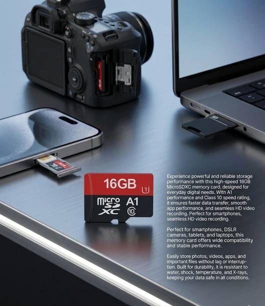 AAS ENTERPRISES SD 16 GB MicroSDXC Class 10 120MB/s Memory Card ULTRA 16 GB MicroSDHC Class 10 120 MB/s  Memory Card Compatible with Mobile