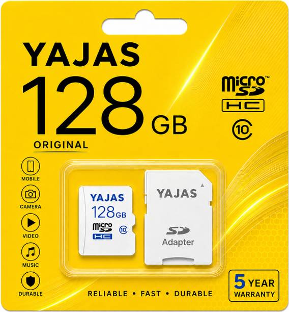 yajas microSDXC UHS-I U1 MemoryCard AND SDCARD 10 128 GB MicroSDHC Class 10 140 MB/s Memory Card Compatible with Camera, Computer, Gaming Console, Mobile, Tablet