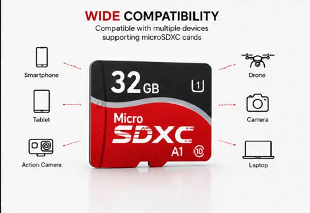 RP Gadgets RPSQUAR-Ultra 32 GB Micro SDHC Class 10 120 MB/s Memory Card Compatible with Mobile, Tablet Ultra 32 GB MicroSDHC Class 10 120 MB/s Memory Card Compatible with Mobile, Camera, Computer, Tablet
