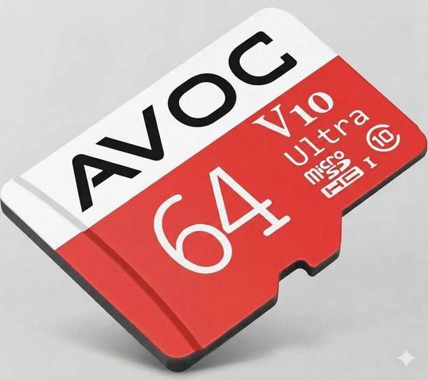 AVOC FLASH V10 Ultra SDHC MicroSD V10 Ultra 64 GB MicroSDHC Class 10 90 MB/s Memory Card Compatible with Camera, Computer, Gaming Console, Mobile, Tablet