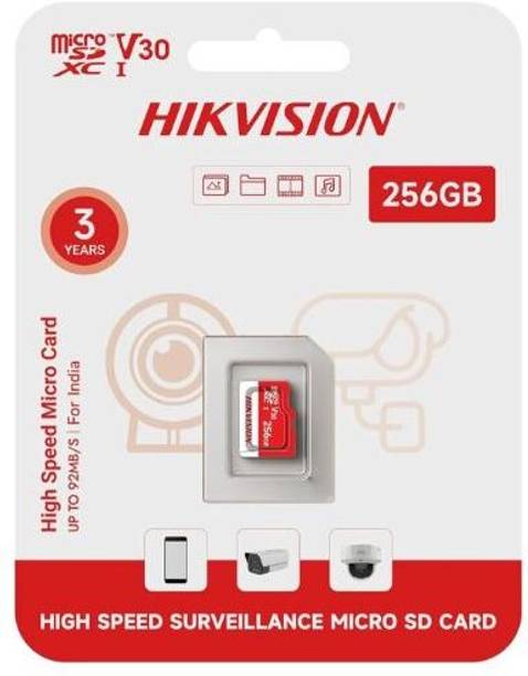 HIKVISION HS-TF-D1(DZ)/256G/INDIA/NW/WW V30 256 GB MicroSDXC Class 10 91 MB/s Memory Card Compatible with Camera, Mobile, Tablet, Gaming Console, Computer