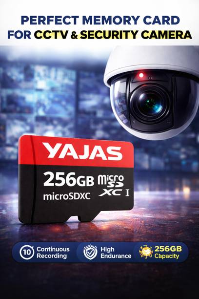 yajas 256SDCARD/RED-BLACK 10 256 GB MicroSDXC Class 10 140 MB/s  Memory Card Compatible with Camera, Computer, Gaming Console, Mobile, Tablet