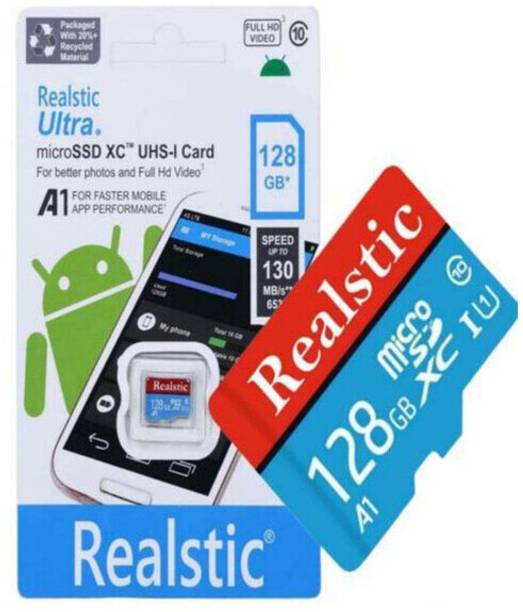 Realstic 128GB-Rl-mmc-A6 Ultra 128 GB MicroSDXC Class 10 130 MB/s  Memory Card Compatible with Camera, Computer, Mobile, Tablet