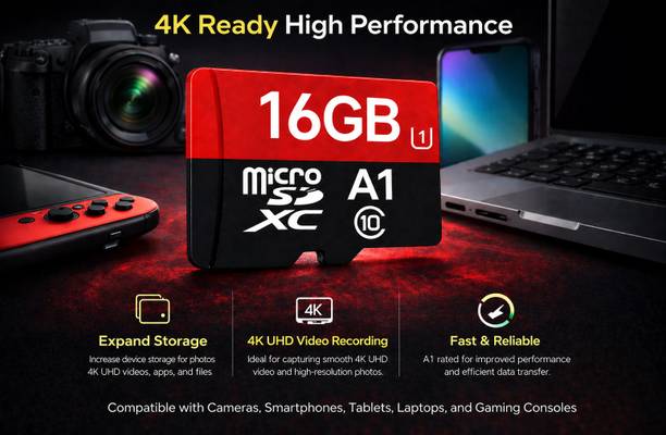 RP Smart Gadgets RPSQUA4-016-GN6MN Ultra 16 GB MicroSDXC Class 10 120 MB/s Memory Card Compatible with Camera, Computer, Gaming Console, Mobile, Table Ultra 16 GB MicroSDXC Class 10 120 MB/s Memory Card Compatible with Mobile, Camera, Computer, Tablet
