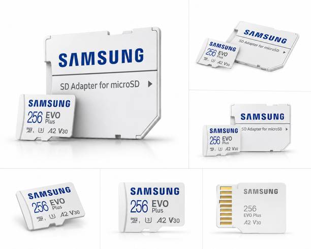 SAMSUNG ,Class 10 130 MB/s, EVO PLUS 256 GB MicroSDXC Class 10 130 MB/s Memory Card Compatible with Computer, Camera, Mobile, Gaming Console, Tablet