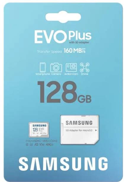 SAMSUNG MC EV0 Plus 128 GB MicroSDXC Class 10 160 MB/s  Memory Card Compatible with Camera, Computer, Gaming Console, Mobile, Tablet