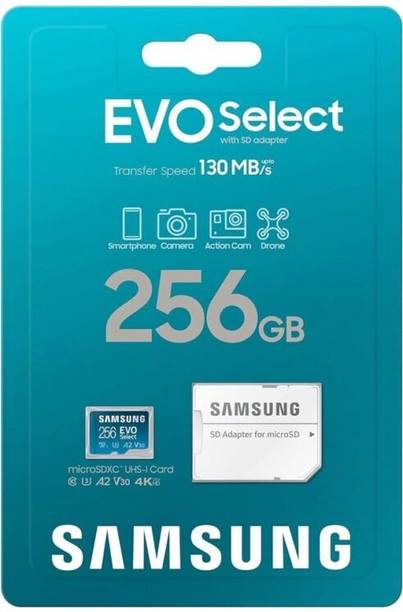 SAMSUNG MP-MC256MB/PS,MD-MC256KA/IN EVO PLUS 256 GB MicroSDXC Class 10 130 MB/s Memory Card Compatible with Camera, Computer, Gaming Console, Mobile, Tablet EVO 256 GB MicroSDXC Class 10 135 MB/s Memory Card Compatible with Camera, Computer, Gaming Console, Mobile, Tablet