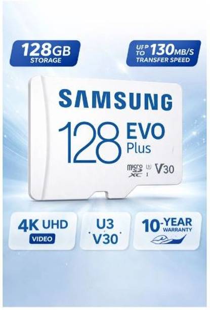 SAMSUNG MB-MC128MA/APC EVO Plus 128 GB MicroSDXC Class 10 131 MB/s Memory Card Compatible with Camera, Computer, Gaming Console, Mobile, Tablet
