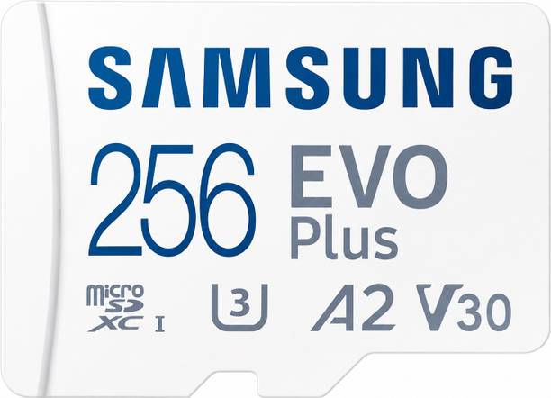 SAMSUNG Plus 256GB Micro SDXC w/SD Adaptor Evo Plus EVO PLUS 256 GB MicroSDXC Class 10 131 MB/s  Memory Card Compatible with Mobile, Tablet