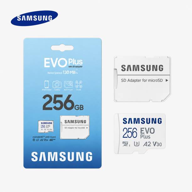 SAMSUNG Memory Card,, EVO PLUS 256 GB MicroSDXC Class 10 131 MB/s  Memory Card Compatible with Camera, Computer, Gaming Console, Mobile, Tablet