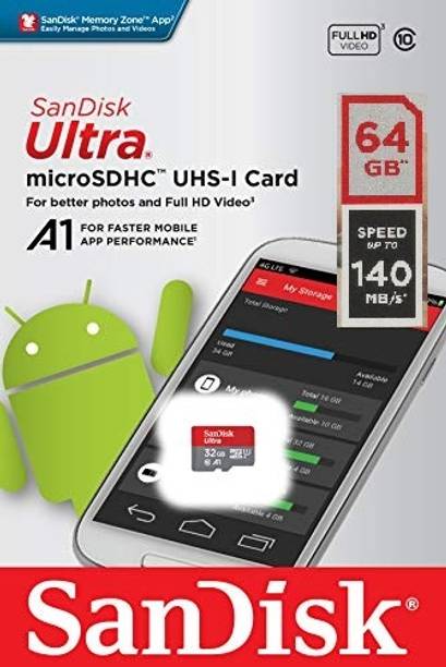 SanDisk Ultra 64 GB MicroSDXC Class 10 140 MB/s Memory Card