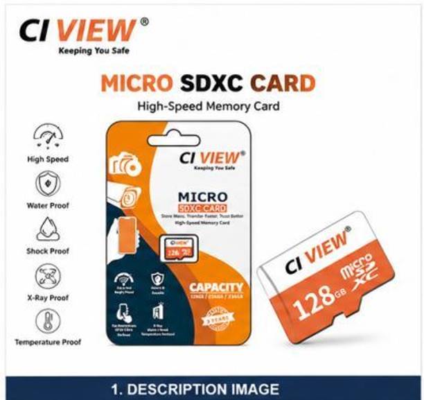 CI VIEW FOR CAMERA HIGH SPEED 128 GB MicroSDXC Class 10 1000 MB/s  Memory Card Compatible with Camera, Computer, Gaming Console, Mobile, Tablet
