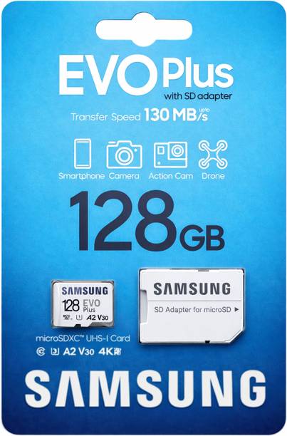 SAMSAM EVO Plus 128 GB MicroSDXC Class 10 130 MB/s Memory Card Card EVO 128 GB MicroSDXC Class 10 130 MB/s Memory Card Compatible with Camera, Computer, Gaming Console, Mobile, Tablet