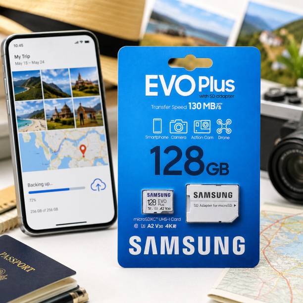 SAMSAM EVO Plus 128 GB MicroSDXC Class 10 Class 10 130 MB/s Memory card 128 gb Samsung128EVOPLUS128GB EVO 128 GB MicroSDXC Class 10 130 MB/s Memory Card Compatible with Camera, Computer, Gaming Console, Mobile, Tablet