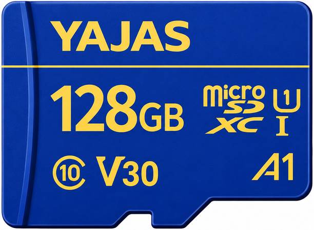 yajas MicroSDSQ-memorycard-blue 10 128 GB MicroSDXC Class 10 140 MB/s  Memory Card Compatible with Camera, Computer, Gaming Console, Mobile, Tablet