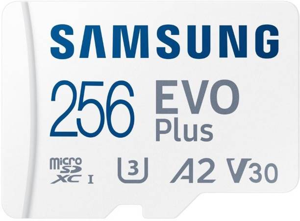 SAMSUNG MB-MC256MB/PS,MD-MC256KA/IN EVO PLUS 256 GB MicroSDXC Class 10 130 MB/s Memory Card Compatible with Camera, Computer, Gaming Console, Mobile, Tablet
