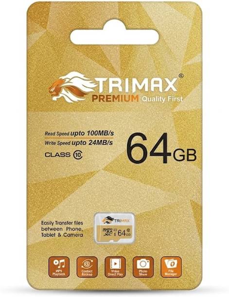 Trimax Memory Card 007 Ultra Speed 64 GB MicroSDXC Class 10 100 MB/s Memory Card Compatible with Camera, Computer, Gaming Console, Mobile, Tablet