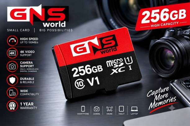 GNS SDXC 256GB CLASS 10 256 GB MicroSDXC Class 10 140 MB/s  Memory Card Compatible with Camera, Computer, Gaming Console, Mobile, Tablet