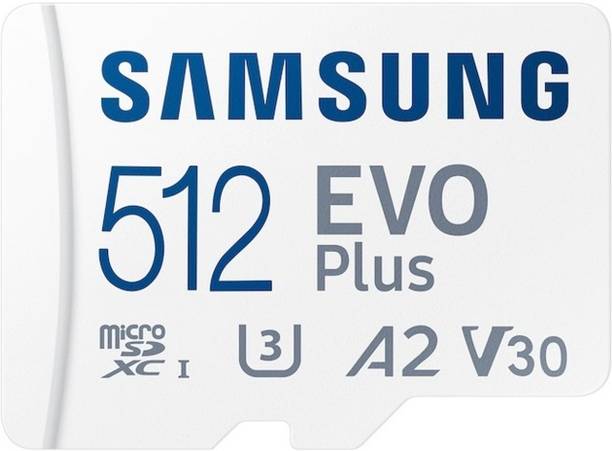 SAMSUNG MB-MC512SA/IN EVO Plus 512 GB MicroSDXC Class 10 160 MB/s Memory Card Compatible with Camera, Computer, Gaming Console, Mobile, Tablet (With Adapter) EVO Plus 512 GB MicroSDXC Class 10 160 MB/s  Memory Card Compatible with Camera, Computer, Gaming Console, Mobile, Tablet