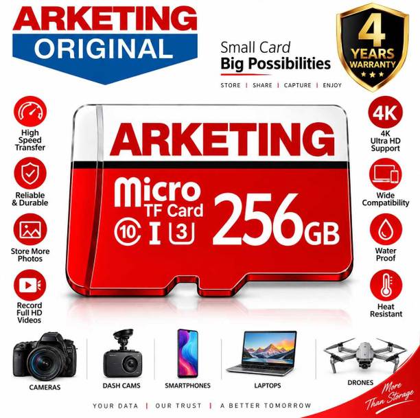 ARKETING ARK-ZR6X4J ARK-ZR6X4J 256 GB MiniSD Card Class 10 120 MB/s  Memory Card Compatible with Camera, Computer, Gaming Console, Mobile, Tablet