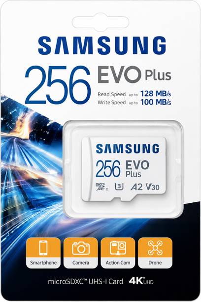 SAMSUNG MB-MC256KA-130 Mbps Evo Plus Class 10 256 GB Evo Plus 256 GB MMC Micro Card Class 10 129 MB/s Memory Card Compatible with Camera, Computer, Gaming Console, Mobile, Tablet