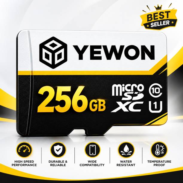YEWON 256 Memory Card U1 256 GB MicroSDHC Class 10 100 MB/s  Memory Card Compatible with Camera, Computer, Gaming Console, Mobile, Tablet