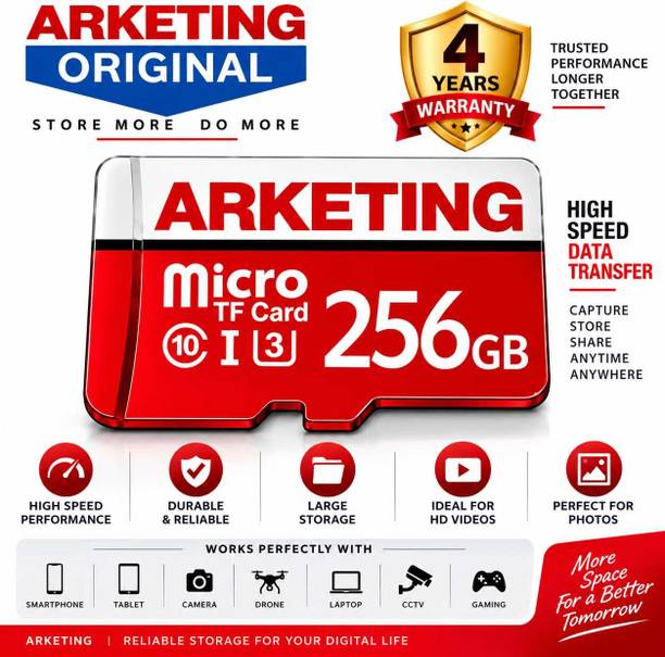 ARKETING ARK-MR3H9W ARK-MR3H9W 256 GB Reduced Size MMC Class 10 120 MB/s Memory Card Compatible with Camera, Computer, Gaming Console, Mobile, Tablet